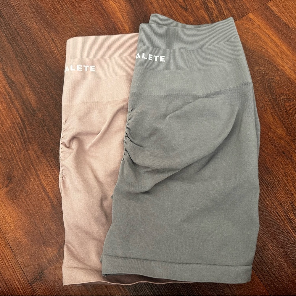 Alphalete Gray and Pink Contour Shorts